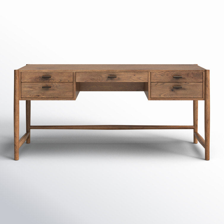 Rustic Weathered Oak Writing Desk with Drawers