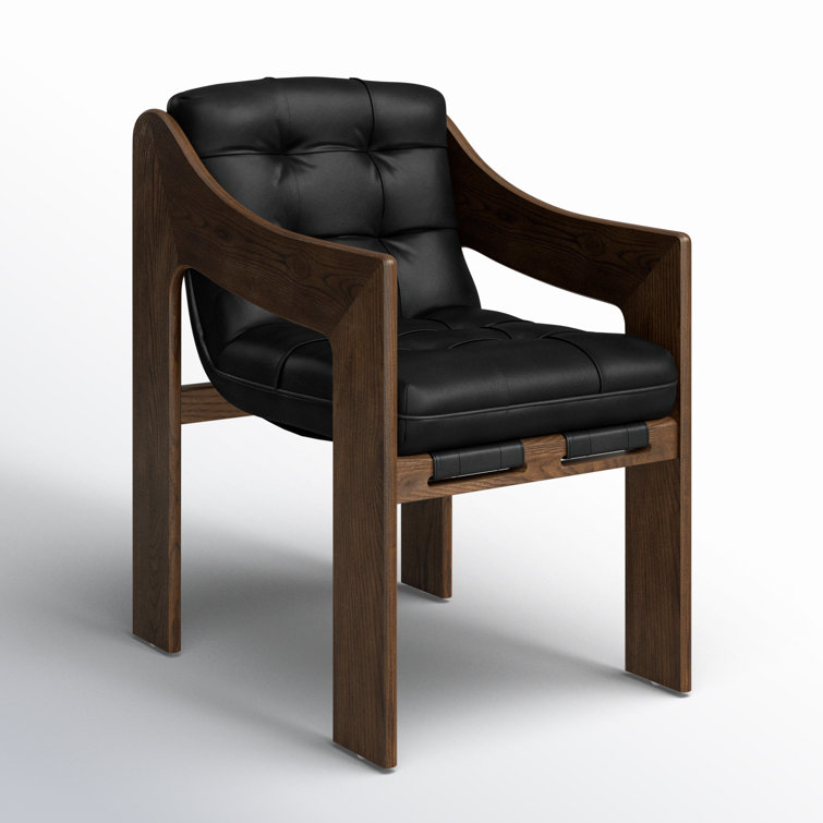 Heirloom Black Terra Brown Ash Upholstered Leather Arm Chair