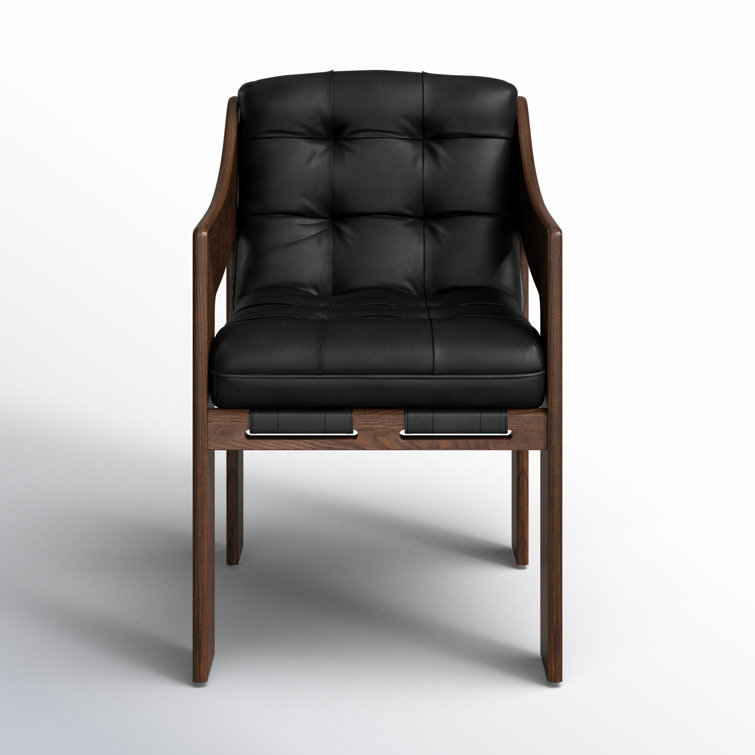 Heirloom Black Terra Brown Ash Upholstered Leather Arm Chair
