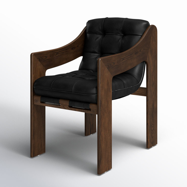 Heirloom Black Terra Brown Ash Upholstered Leather Arm Chair