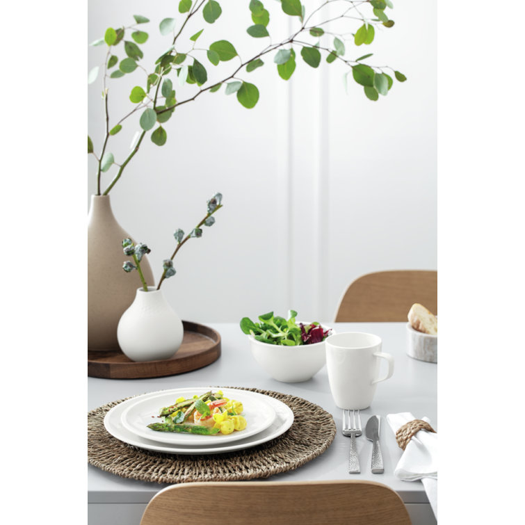 White Porcelain 4-Piece Dinnerware Set, Service for 1