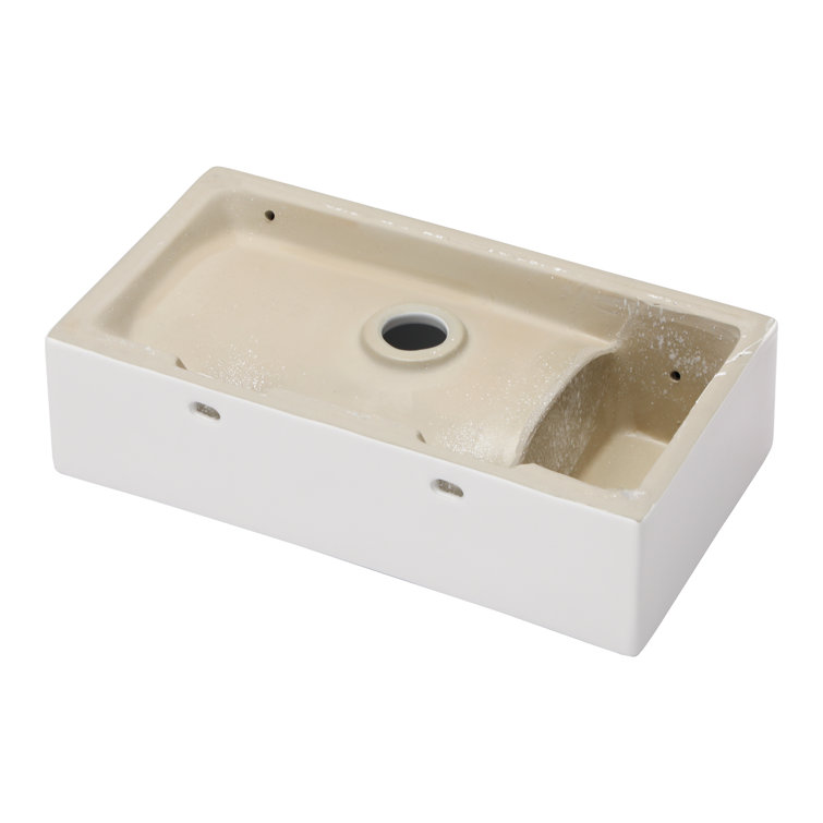 Lordear 18'' White Ceramic Rectangular Wall-Mount Bathroom Sink