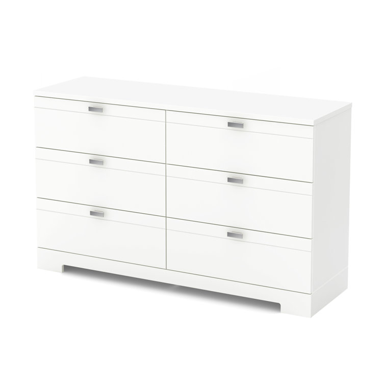 White Laminated Double 6-Drawer Dresser