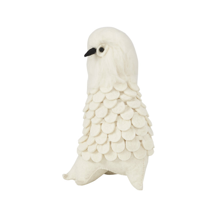 Handmade White Felt Snowy Owl Christmas Tree Topper