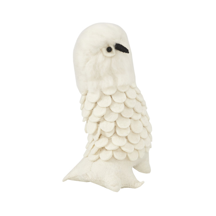 Handmade White Felt Snowy Owl Christmas Tree Topper