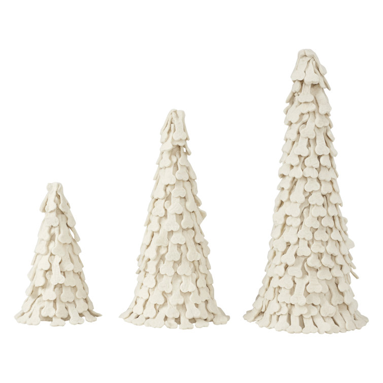 Handmade White Wool Felt Dogbone Christmas Tree Set