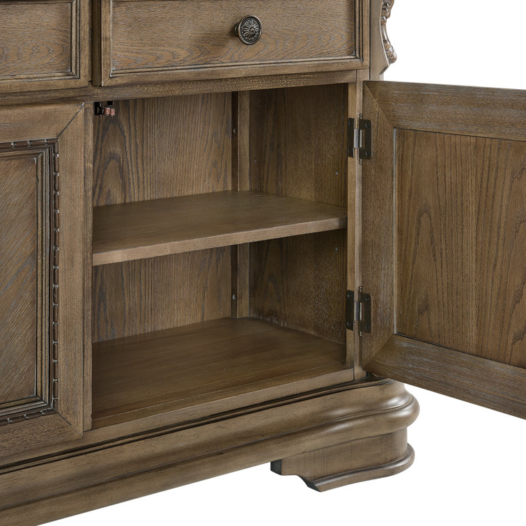 Denali Walnut Finish Ornate Carved Traditional Server