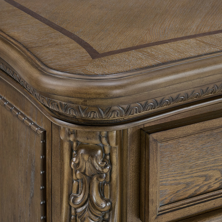 Denali Walnut Finish Ornate Carved Traditional Server