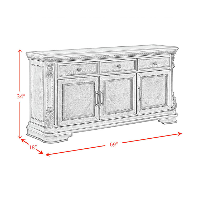 Denali Walnut Finish Ornate Carved Traditional Server