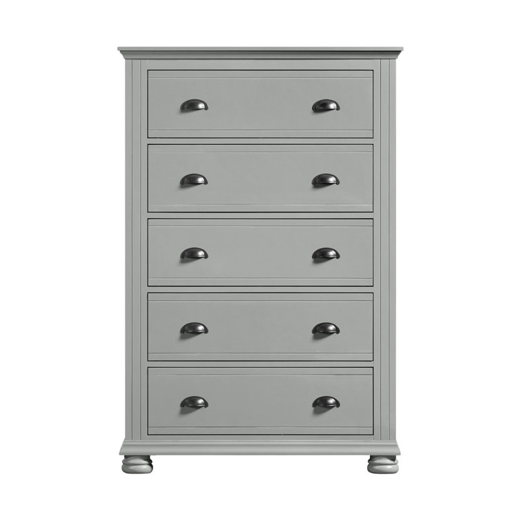 Conaughey Gray Wooden 5-Drawer Chest with Felt Lined Top Drawer
