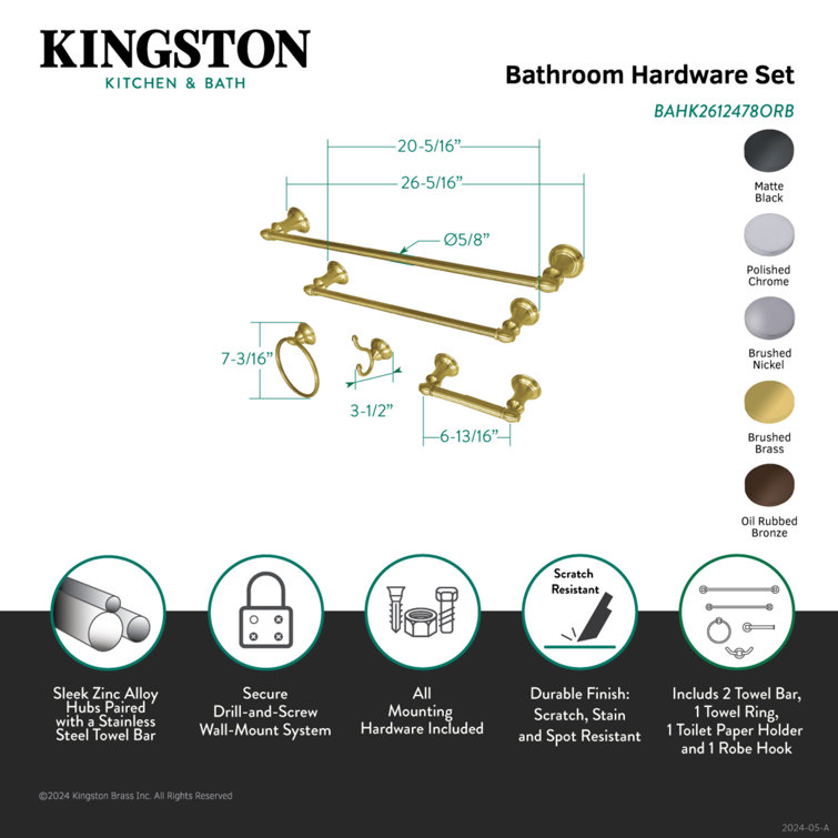 Provence Oil Rubbed Bronze 5-Piece Bathroom Hardware Set