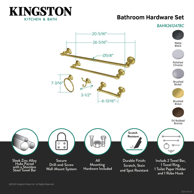 Polished Chrome 5-Piece Bathroom Hardware Set