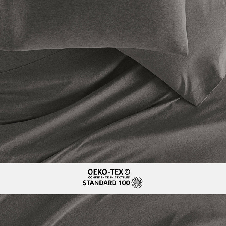 Gray Full Deep Pocket Cotton Jersey Sheet Set