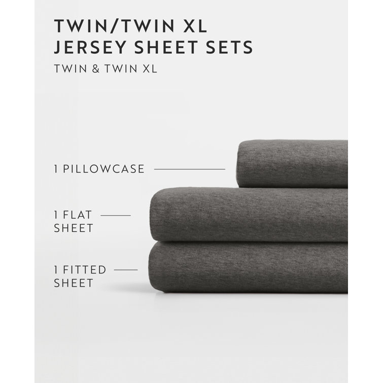 Gray Full Deep Pocket Cotton Jersey Sheet Set