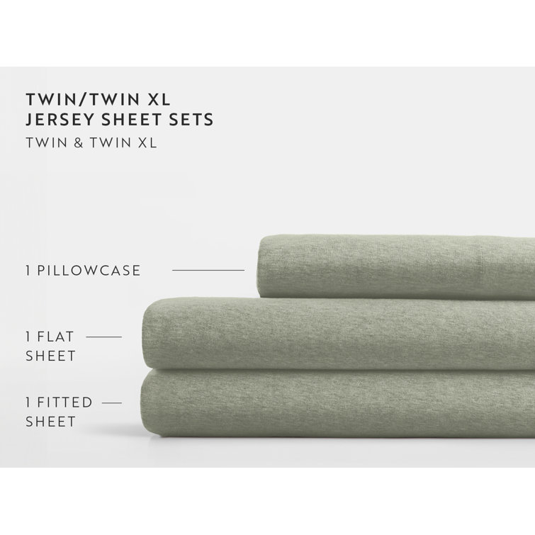 Sage Twin Cotton Jersey Knit Sheet Set