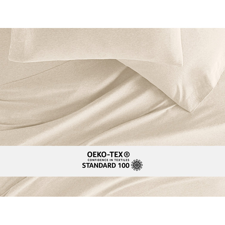 Twin XL Oatmeal Cotton Jersey Knit Bedding Set