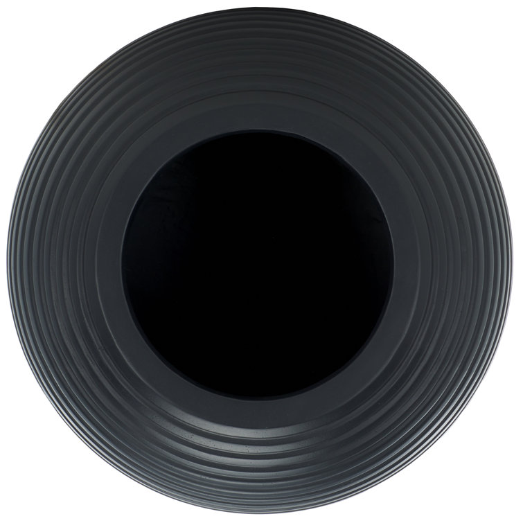 Black Ribbed Ficonstone and Cement Sphere Planter Pot
