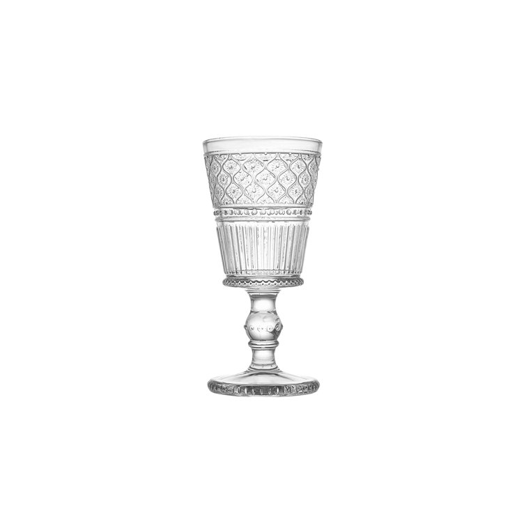 Claro Clear Vintage Bubble Stem Goblet Glass Set of 4