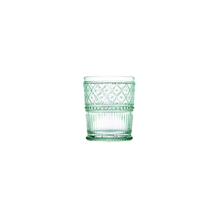 Green Ribbed 12oz Double Old Fashioned Glasses Set of 4