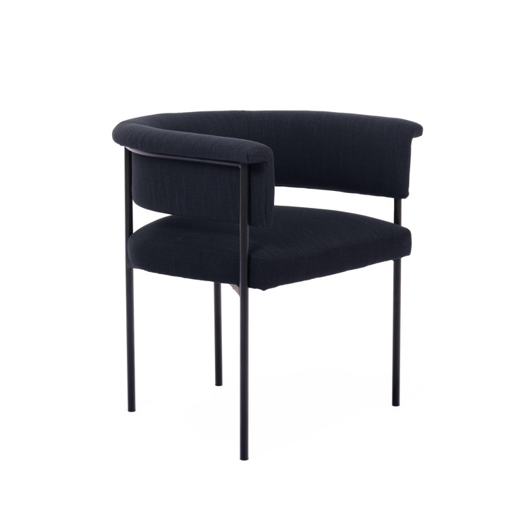 Black Upholstered Low Back Side Chair with Metal Legs