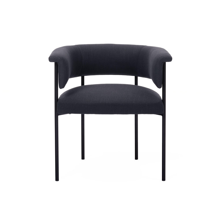 Black Upholstered Low Back Side Chair with Metal Legs