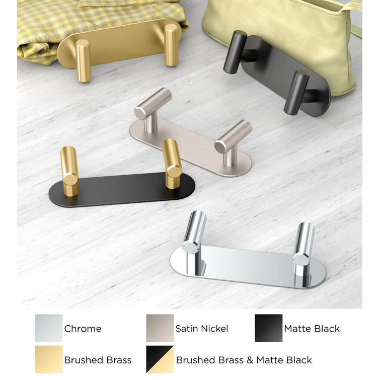 Satin Nickel Wall Mounted Double Robe Hook