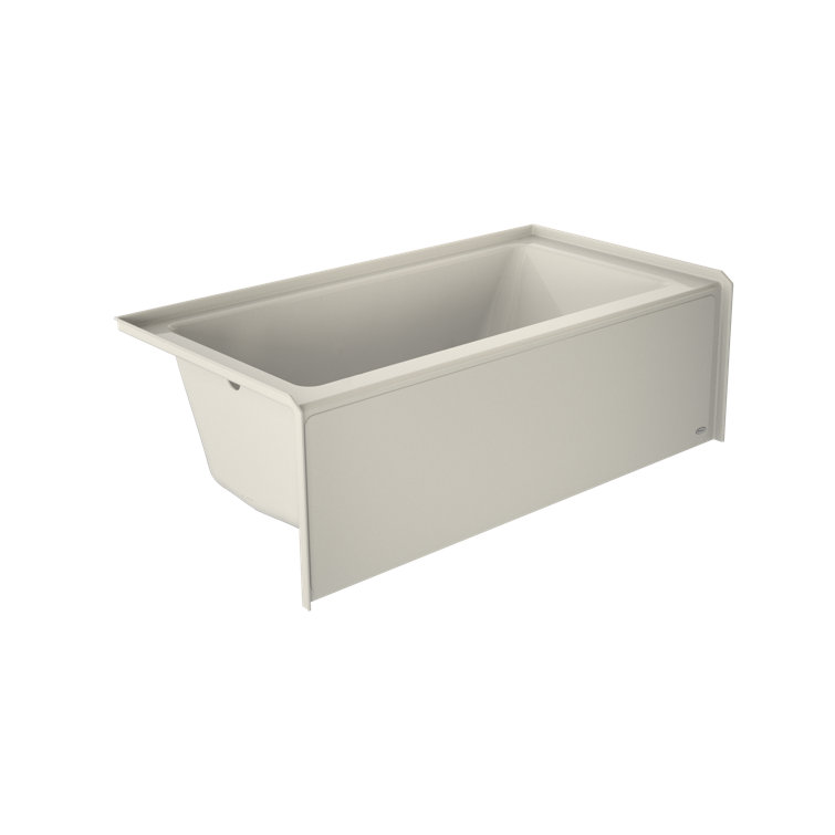 Oyster Acrylic Rectangular Alcove Soaking Bathtub with Left Drain