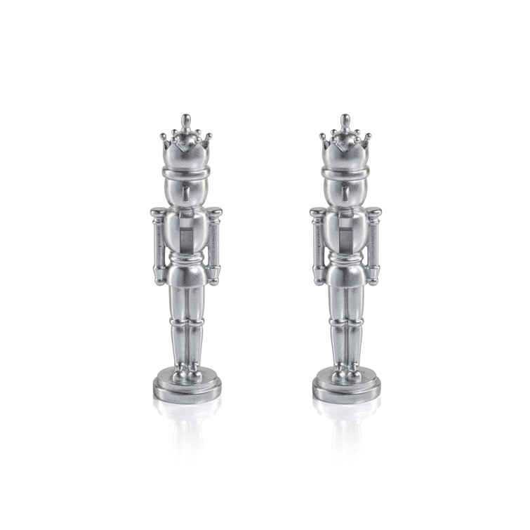 Hartwin Small Silver Resin Nutcracker Figurines, Set of 2