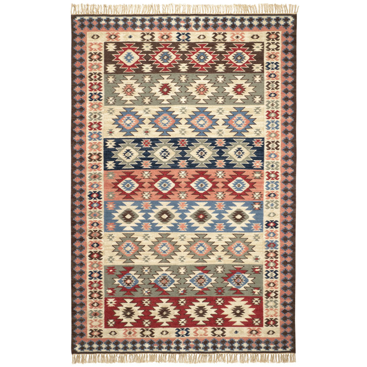 Balsam Kilim Multicolor Handwoven Wool Geometric Rug, 10' x 14'
