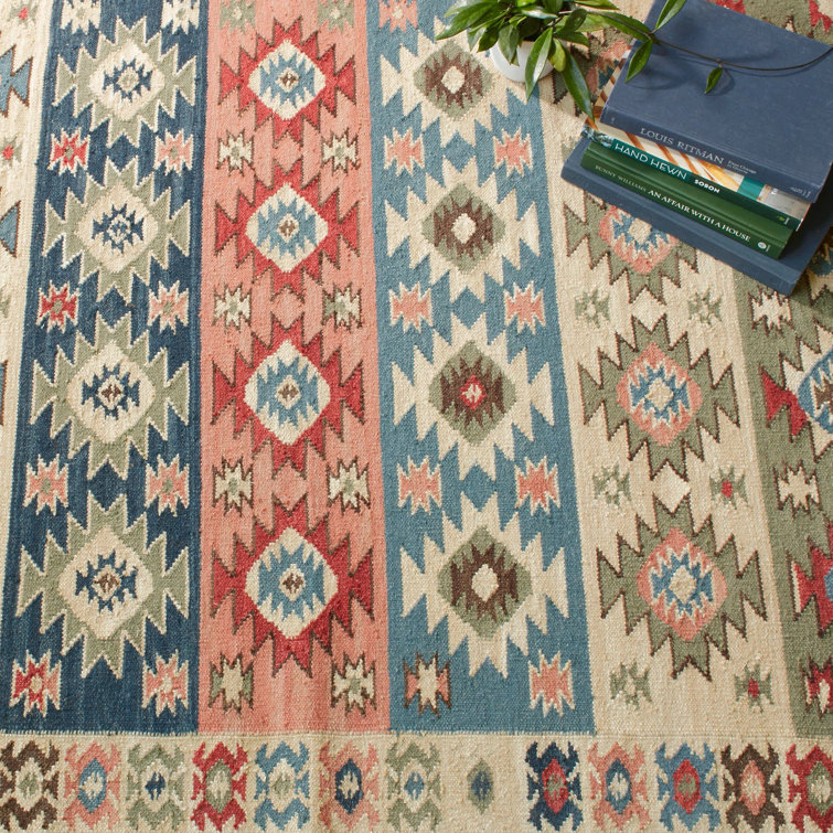 Balsam Kilim Multicolor Handwoven Wool Geometric Rug, 10' x 14'
