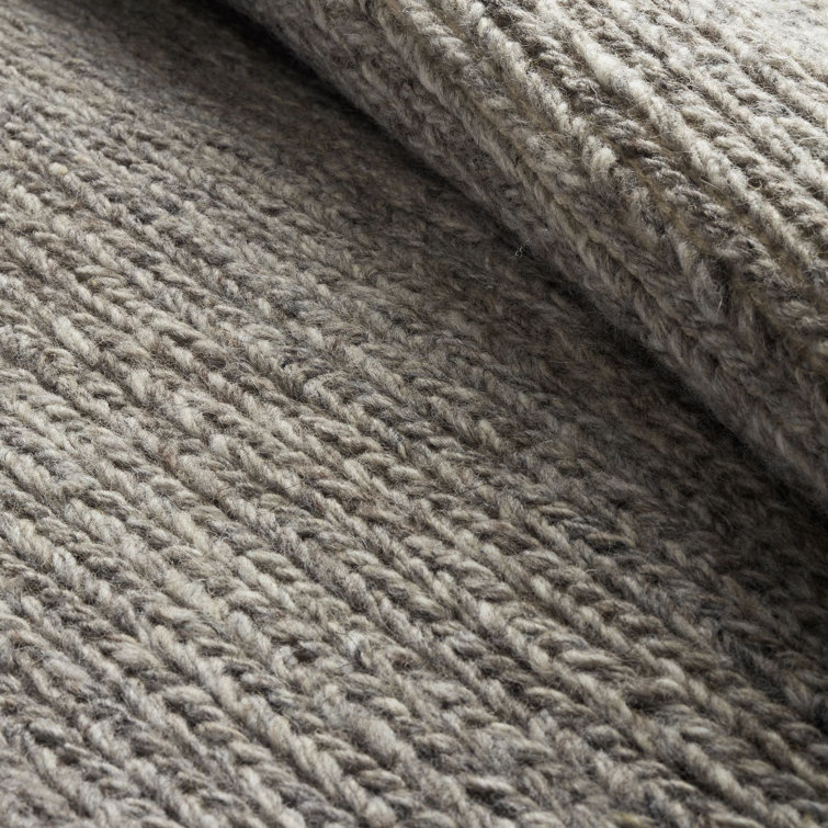 Gray Flat Woven Handmade Wool Rectangular Rug 5' x 8'