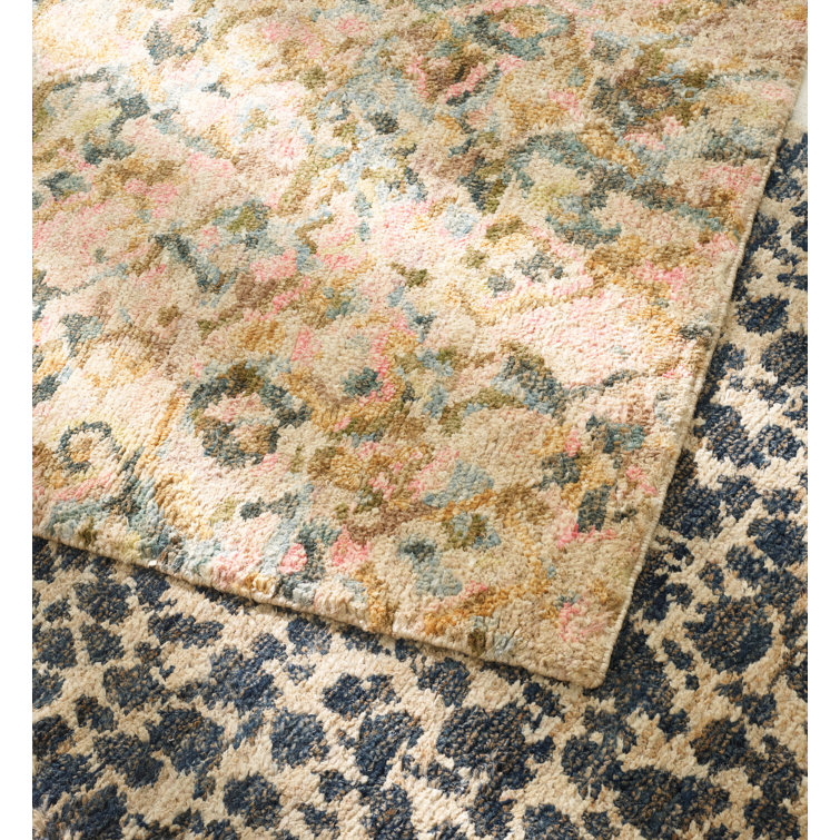 Indigo and Beige Hand-Knotted Jute Runner Rug 2'6" x 8'