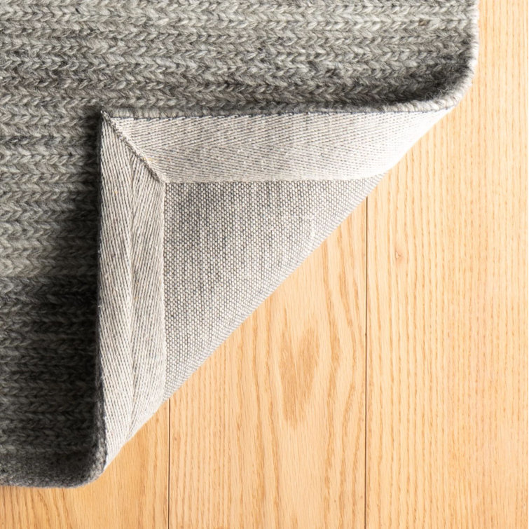 Gray Flat Woven Handmade Wool Rectangular Rug 5' x 8'