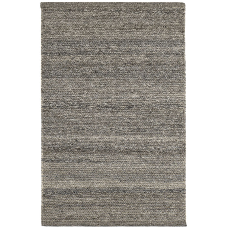 Gray Flat Woven Handmade Wool Rectangular Rug 5' x 8'