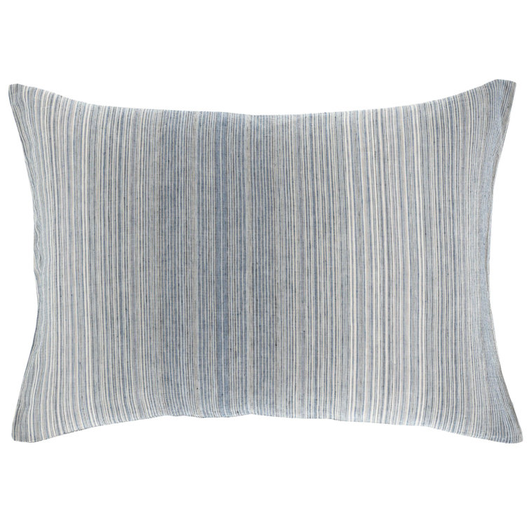 Euro Size Blue and White Linen Stripe Sham