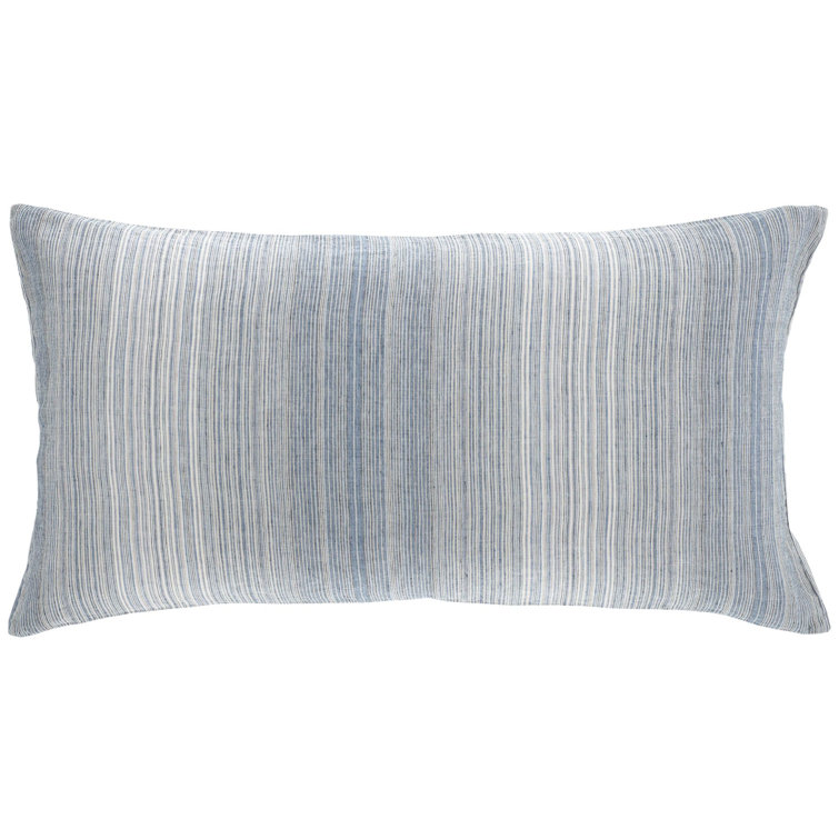 Euro Size Blue and White Linen Stripe Sham