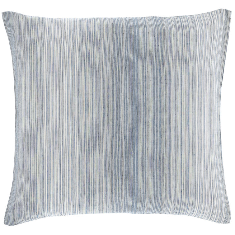 Euro Size Blue and White Linen Stripe Sham