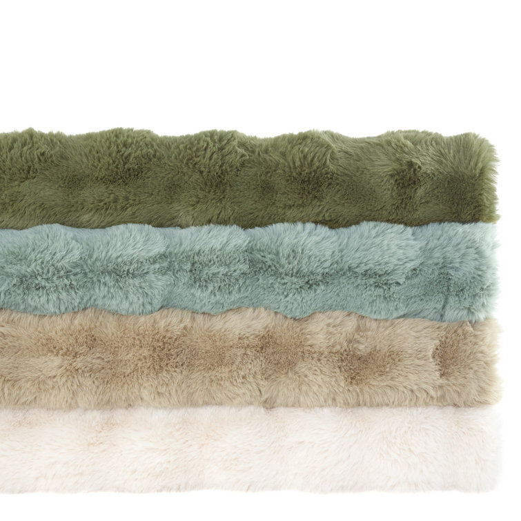 Olive Green Faux-Fur Reversible Throw Blanket, 50" x 70"
