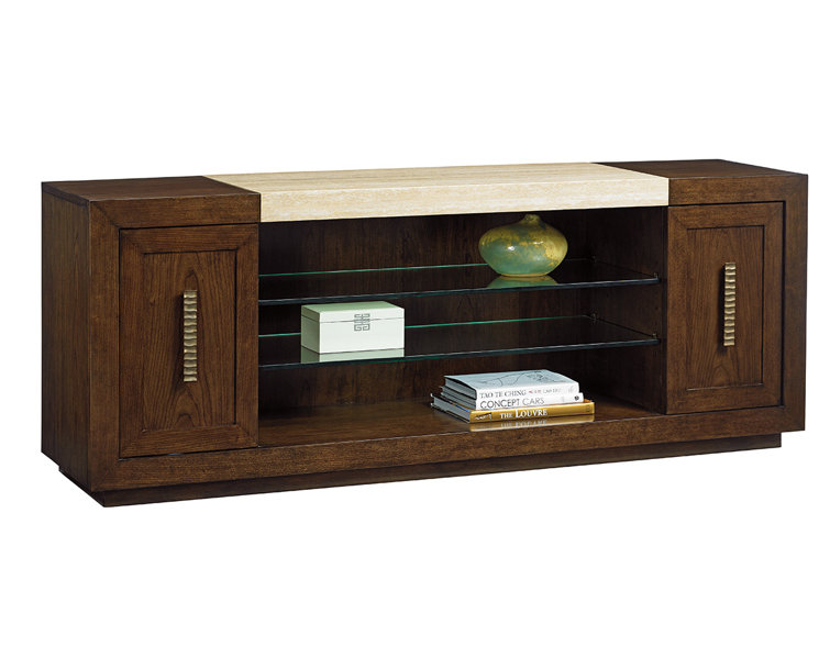 Contemporary Gray-Brown Media Console with Adjustable Shelves