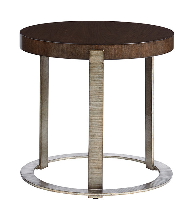 Contemporary Mocha 24" Round Wood & Metal Accent Table