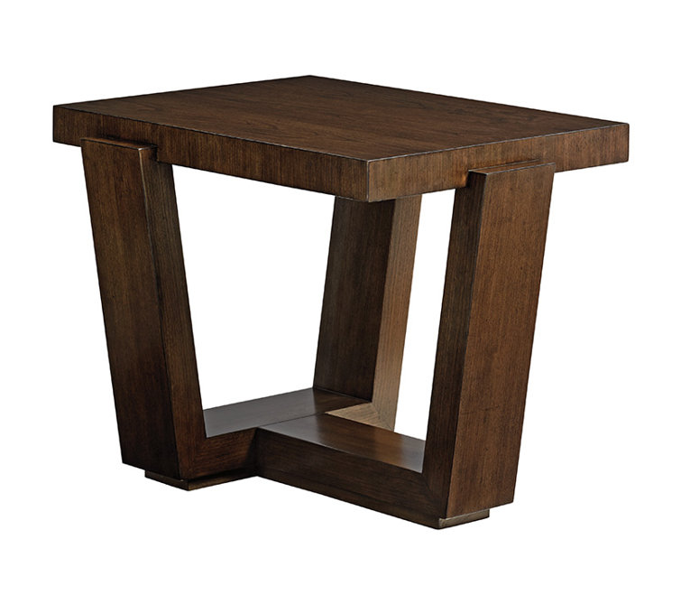 Brown Wood and Stone Rectangular End Table