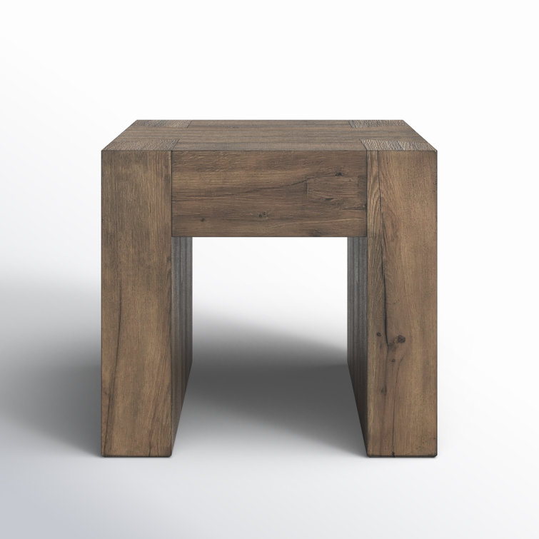 Rustic Brown Solid Wood Square End Table