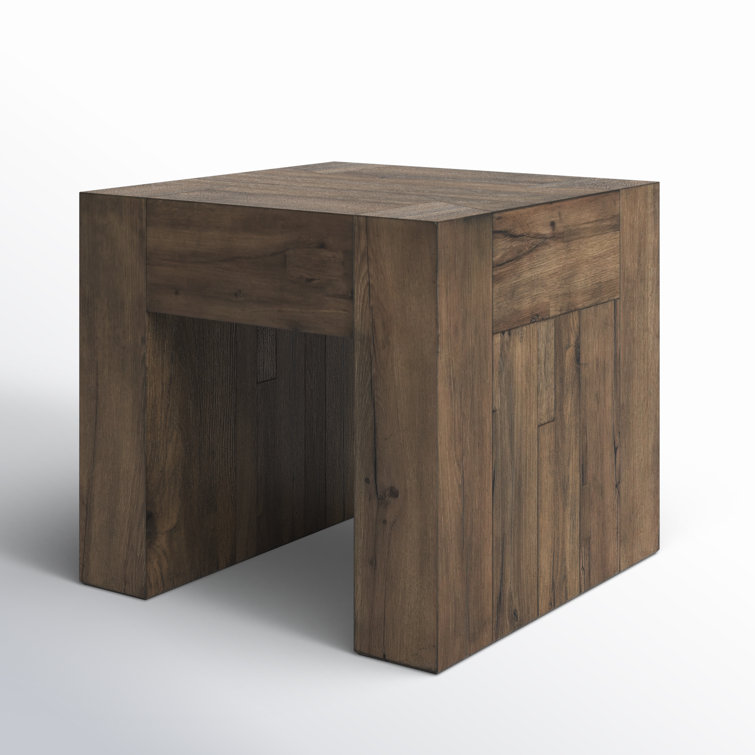 Rustic Brown Solid Wood Square End Table