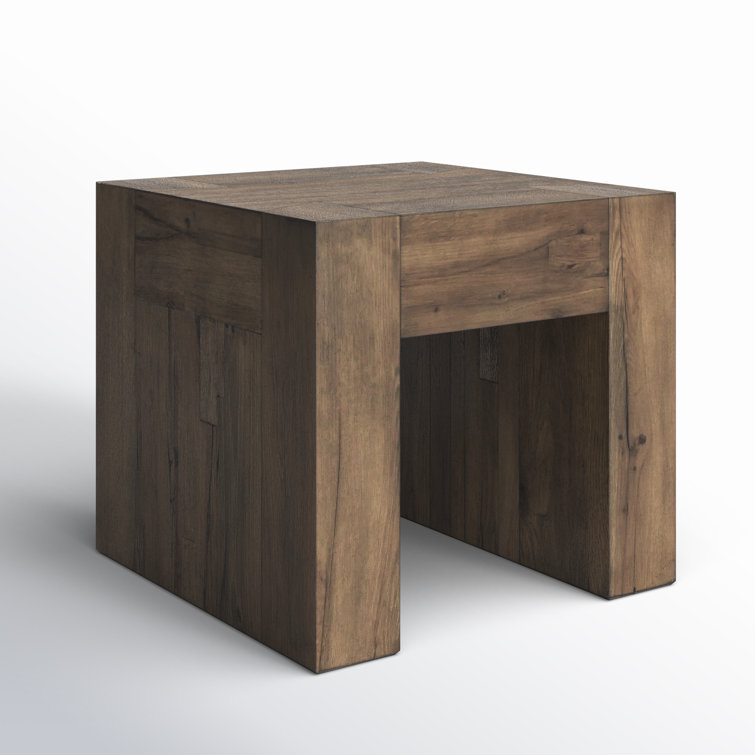 Rustic Brown Solid Wood Square End Table