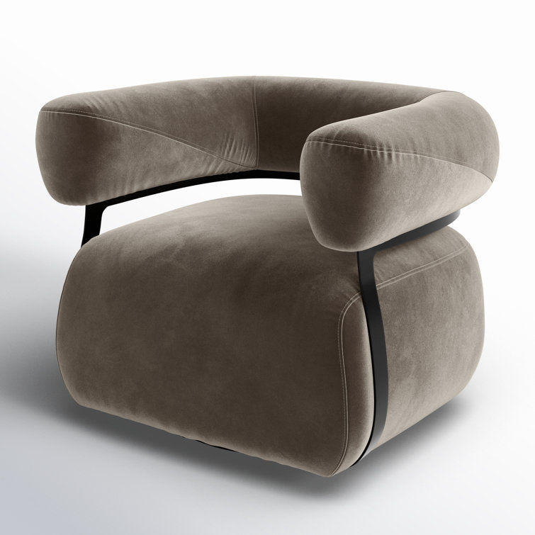 Surrey Fossil Leather Swivel Barrel Chair with Metal Base