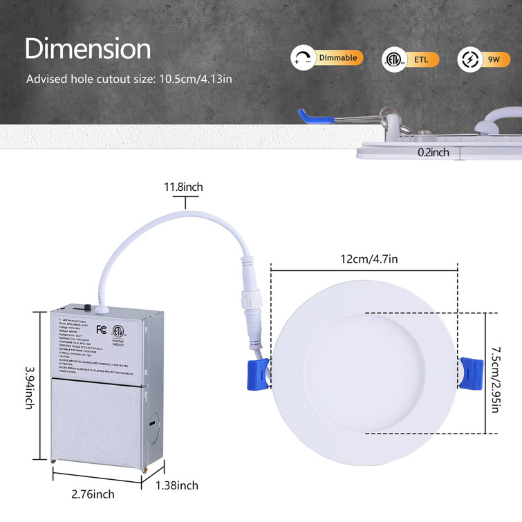 4-Inch White Aluminum Ultra Thin LED Recessed Downlight, 12 Pack