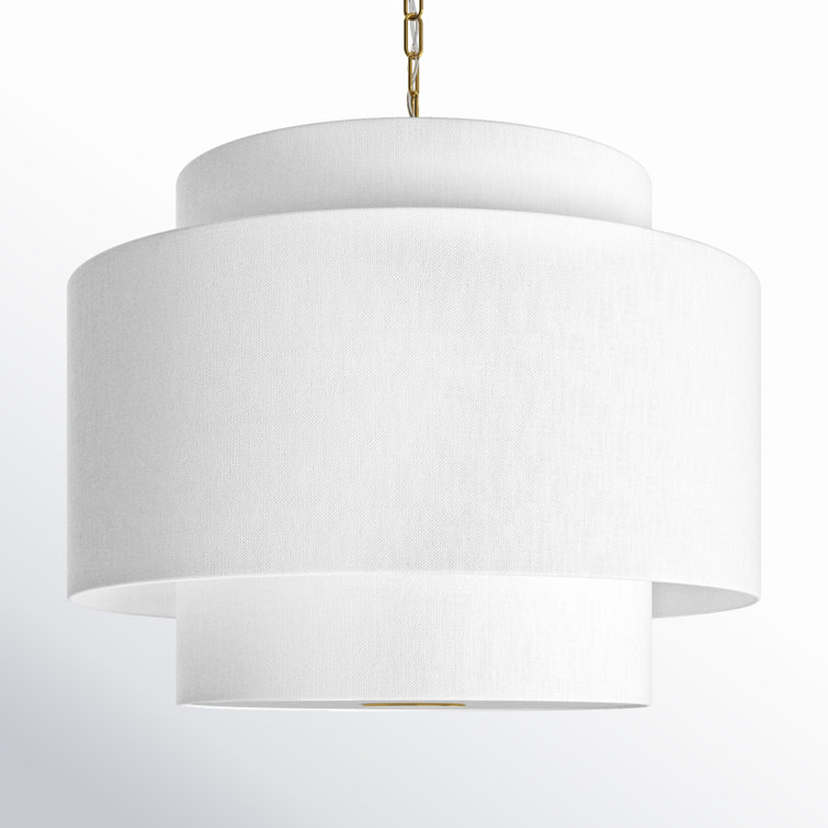 Burnished Brass 3-Light Drum Chandelier with White Shade