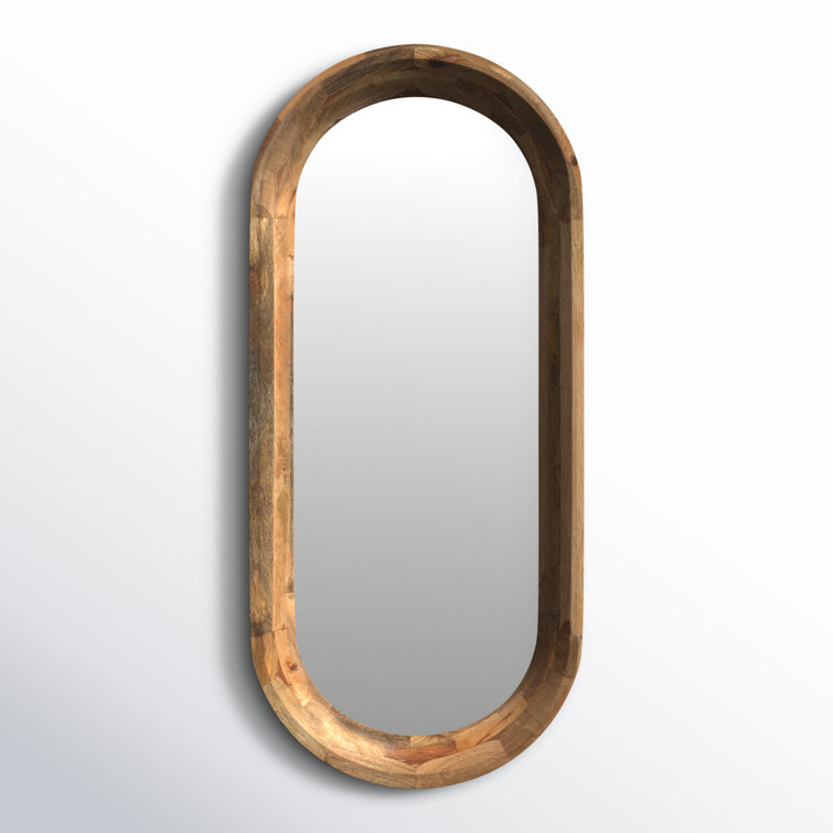 Ozma Oval Brown Solid Wood Wall Mirror