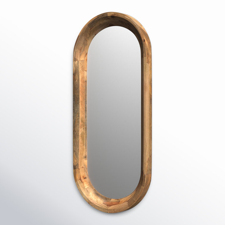 Ozma Oval Brown Solid Wood Wall Mirror