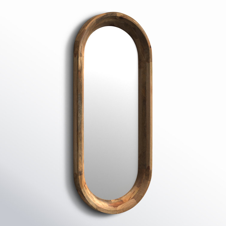 Ozma Oval Brown Solid Wood Wall Mirror